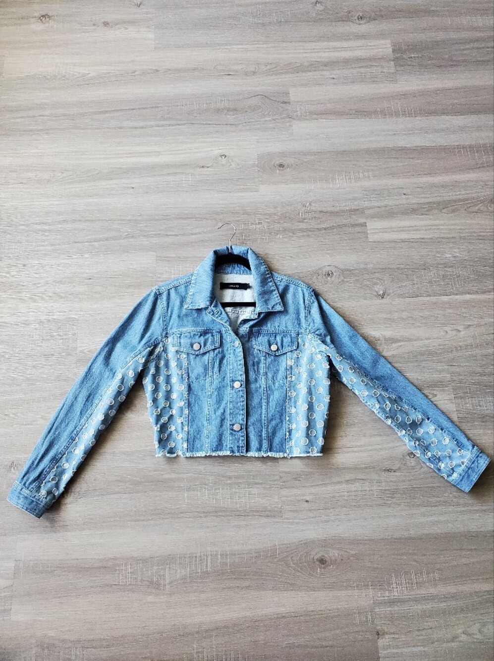 New J Brand Cropped Denim Jacket with Eyelet Panels